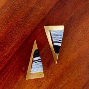 Handmade gold plated earrings heavy thick material silver black